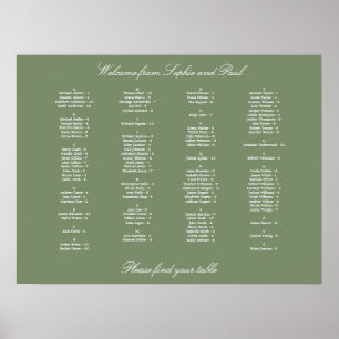 Salbeigrünes alphabetisches Sitzplanposter Poster
