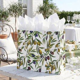 Salbeigrünes Aquarell-Französisches Land-Olivenmus Große Geschenktüte