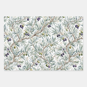 Salbeigrünes Aquarell Französisches Landhaus Olive Geschenkpapier Set