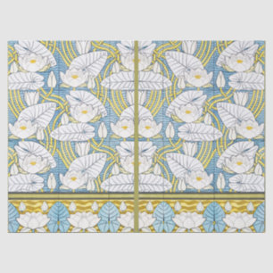Salbeigrünes Art Nouveau Seerosenmuster Seidenpapier
