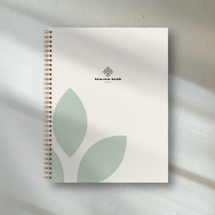 Salbeigrünes Blatt-Creme-Berater-Gesundheits-Logo Notizbuch