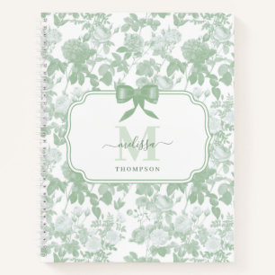 Salbeigrünes Blumen-Rosen-Französisches Chinoiseri Notizbuch