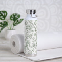 Salbeigrünes Blumen-Vintage-Toile-Muster