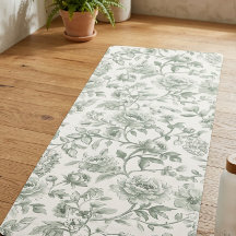 Salbeigrünes Blumen-Vintage-Toile-Muster