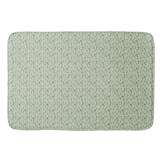 Salbeigrünes Blumenmuster  Badematte (Vorderseite)