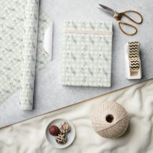 Salbeigrünes botanisches nahtloses Design Geschenkpapier