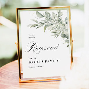 Salbeigrünes botanisches reserviertes Sitzschild 5 Poster