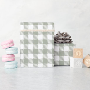 Salbeigrünes Buffalo-Karo Gingham-Karo Land Geschenkpapier
