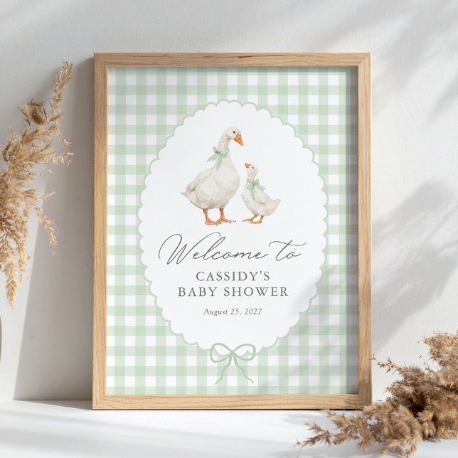 Salbeigrünes Dummer-Gans-Baby-Shower-Willkommenssc Poster (Von Creator hochgeladen)