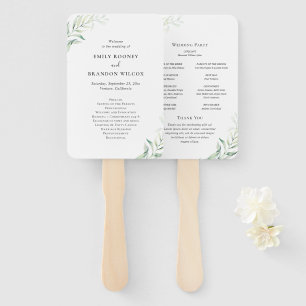 Salbeigrünes Eukalyptus-Elegantes Hochzeitsprogram Fächer