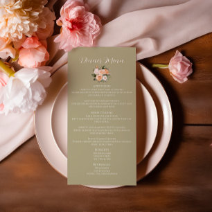 Salbeigrünes florales Hochzeitsmenü Menükarte