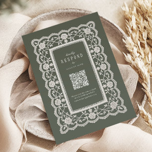 Salbeigrünes florales Vintage-Spitzenmuster klassi RSVP Karte