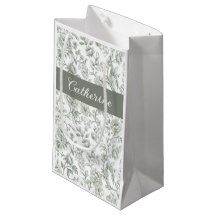 Salbeigrünes florales vintage Toile Monogramm Name
