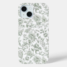 Salbeigrünes florales vintage Toile-Muster