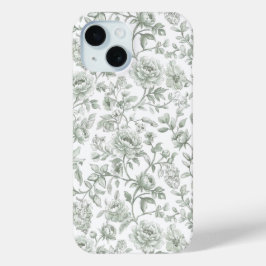 Salbeigrünes florales vintage Toile-Muster Case-Mate iPhone Hülle