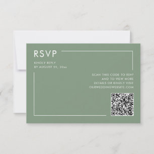 Salbeigrünes Foto QR Code Hochzeits RSVP Beilage Karte