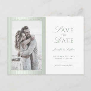Salbeigrünes Foto Save-the-Date Postkarte