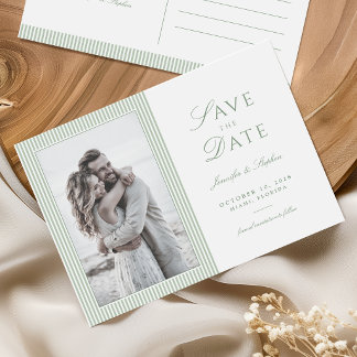 Salbeigrünes Foto Save-the-Date Postkarte