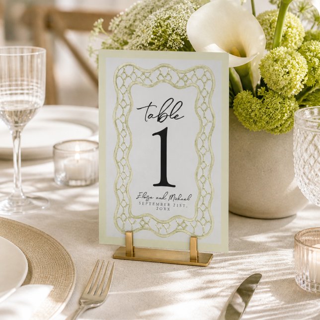 Salbeigrünes französisches Gitter-Hochzeit Tischnummer (Sage Green French Trellis Wedding Table Number)