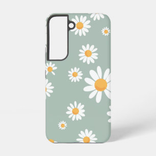 Salbeigrünes Gänseblümchen-Muster Samsung Galaxy Hülle