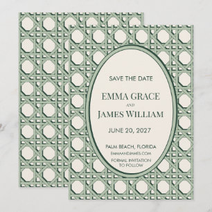 Salbeigrünes Garten-Rattan-Rohr Save-the-Date Einladung