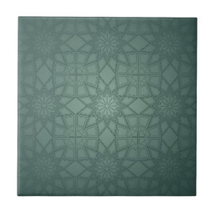 Salbeigrünes geometrisches Muster Fliese