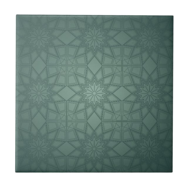 Salbeigrünes geometrisches Muster Fliese (Vorderseite)