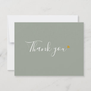 Salbeigrünes Gold Herz Chic Script Geschäft Dankeskarte