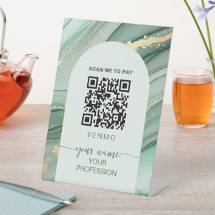 Salbeigrünes Gold Venmo-Zahlungs-QR-Code Sockelschild
