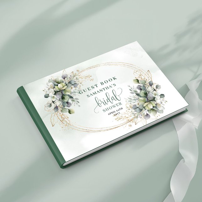 Salbeigrünes Greenery Brautparty-Gästebuch Gästebuch (Sage Green Greenery Bridal Shower Guest Book)