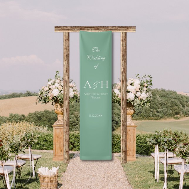 Salbeigrünes Hochzeits-Willkommensbanner Banner (Elegant Purple Fabric Wedding Welcome Sign Banners)