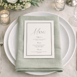 Salbeigrünes Hochzeitsmenü | Elegante Elfenblumen Einladung