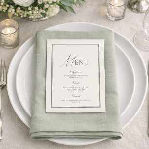 Salbeigrünes Hochzeitsmenü Elegante Elfenblumen Einladung