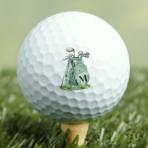 Salbeigrünes Initial-Monogramm Golfball