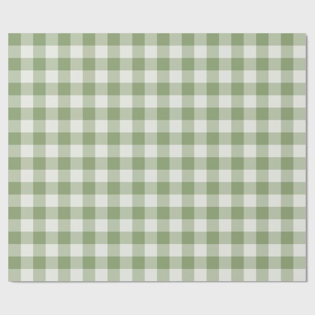 Salbeigrünes klassisches Gingham-Karo Geschenkpapier (Flach)