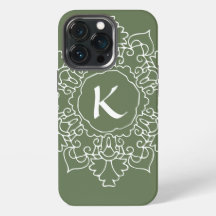 Salbeigrünes Mandala-Monogramm Modern Einfach Benu