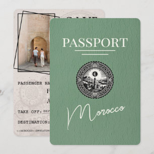 Salbeigrünes Marokko Reisepass Save The Date