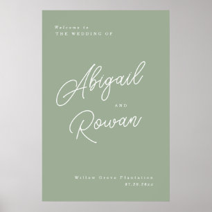 Salbeigrünes minimalistisches elegantes Hochzeits- Poster