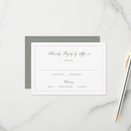 Salbeigrünes Monogramm Klassische Hochzeit RSVP Karte