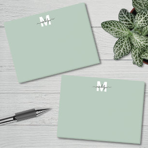 Salbeigrünes Monogramm Post-it Klebezettel