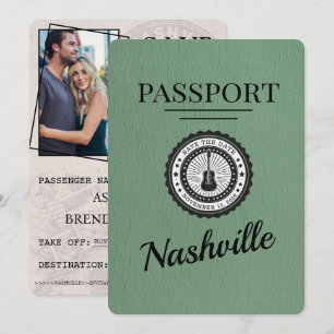 Salbeigrünes Nashville-Passport Save-the-Date Save The Date