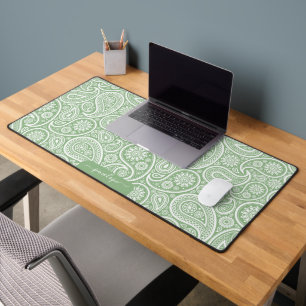 Salbeigrünes Paisley-Muster mit individuellem Mono Schreibtischunterlage