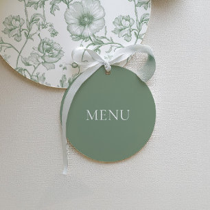 Salbeigrünes rundes Hochzeitsmenü Minimalistisch Geschenkanhänger