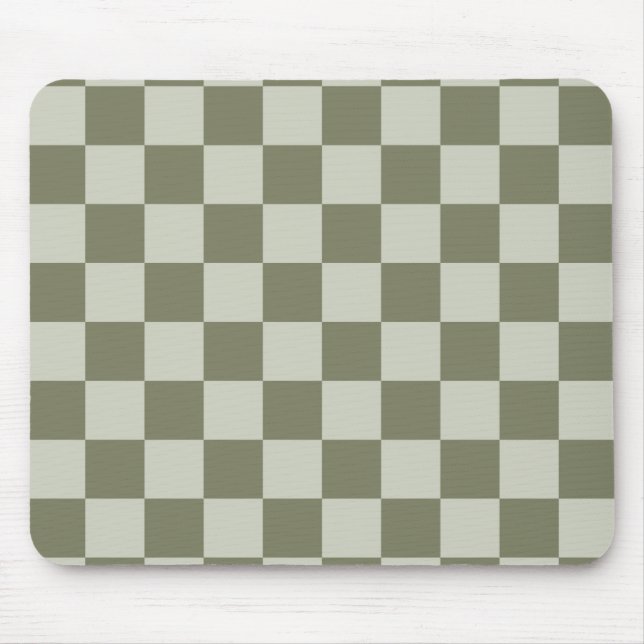 Salbeigrünes Schachbrettmuster Mousepad (Vorne)