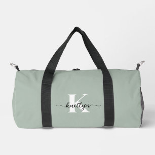 Salbeigrünes Schriftmonogramm Duffle Bag