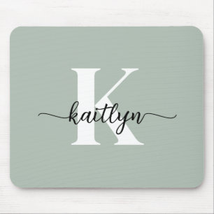 Salbeigrünes Schriftmonogramm Mousepad
