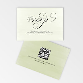 Salbeigrünes Skript QR-Code Hochzeits-RSVP Antwort
