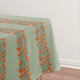 Salbeigrünes und oranges botanisches gestreiftes T Tischdecke