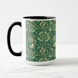 Salbeigrünes Vintage-Blumenmuster Tasse