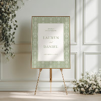Salbeigrünes Vintage-Garten-Hochzeits-Willkommen